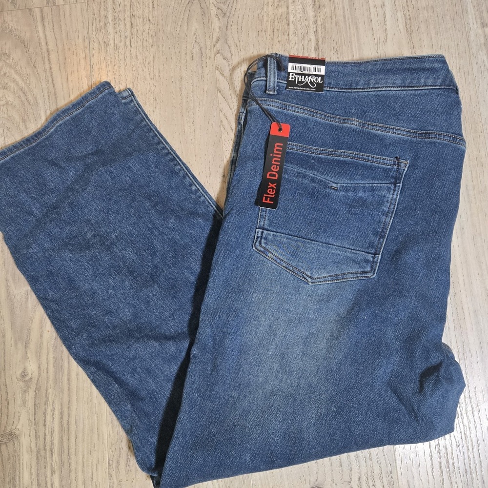New ETHANOL Men's Flex Denim Med. Wash Straight leg Blue Jeans 46x30 NWT